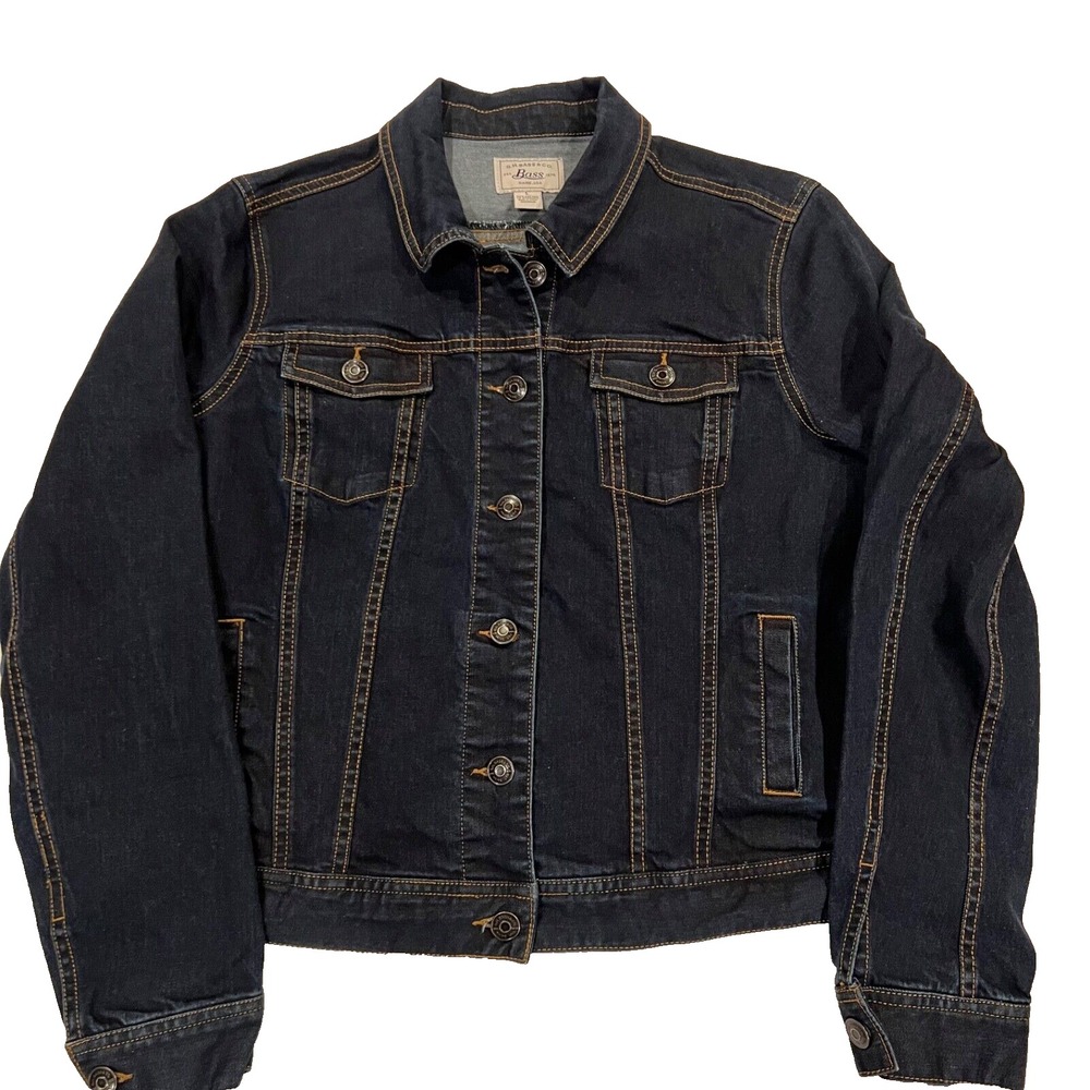 G.H. Bass‎ & Co Women's Dark Wash Denim Trucker Jean Jacket Large